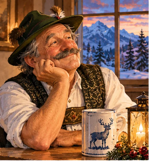 Der Sepp sitzt nachdenklich an einem Tisch.